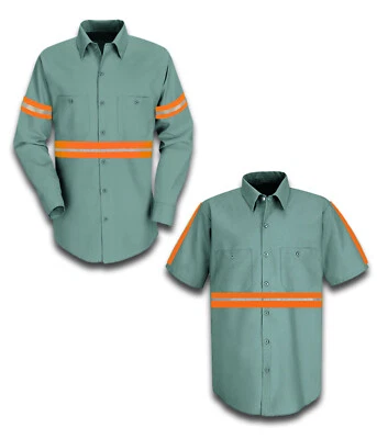 Camisas de Trabajo Visibilidad Mejorada Alta Visibilidad Naranja Reflectante Industrial Uniforme de Trabajo Foto 1 de 4