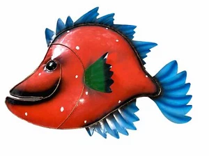18” TROPICAL METAL FISH COLORFUL ART NAUTICAL PATIO HOME DECOR - Picture 1 of 1