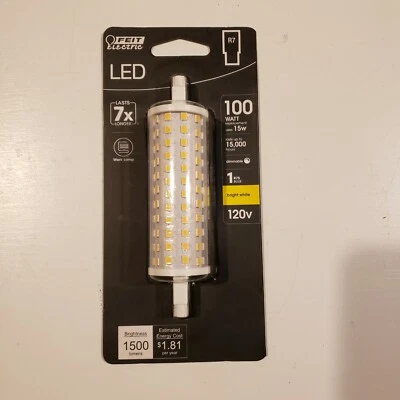 Feit Electric 100-Watt Equivalent R7S 118MM R7 Base LED Light Bulb, Bright White - Image 1 of 2