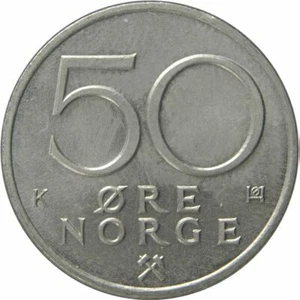 Norway 50 Øre - Olav V Coin KM418 1974 - 1996 - Picture 1 of 12