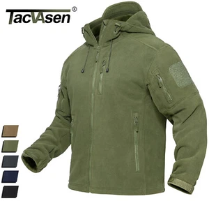 Men's Fleece Hooded Jacket Winter Full-Zip Coat Outdoor Hiking Casual Work Coats - Picture 1 of 46