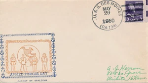 VENTA DE REDUCCIÓN DE INVENTARIO CUBIERTA NAVAL USS DES MOINES CA134 DÍA DE LAS FUERZAS ARMADAS 1950 - Imagen 1 de 1