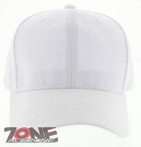 NEW! PLAIN SOLID ADJUSTABLE BASEBALL CAP HAT WHITE - Picture 1 of 4