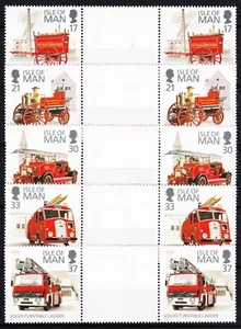 ISLE OF MAN . 1991 Fire Engines GUTTER PAIRS (477-481) . Mint Never Hinged - Picture 1 of 1