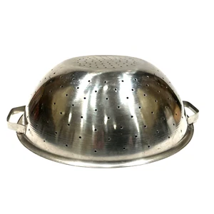 XL Vtg Stainless Steel Colander Strainer 13 1/2"X 4.5” extra wide deep pasta veg - Picture 1 of 10