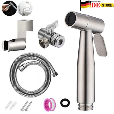 Bidet Brause mit Halter Edelstahl WC Hand Duschkopf Intim Hygiene Dusche Bad Set - Bild 1 von 4