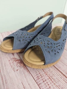 NIB Spring Step Womens 42 (11.5-12) Leather Blue Sandal Orella Strapback Perfora - Picture 1 of 9