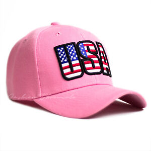 Baseball Cap USA American Flag Hat Embroidered Patriotic Adjustable Curved Men