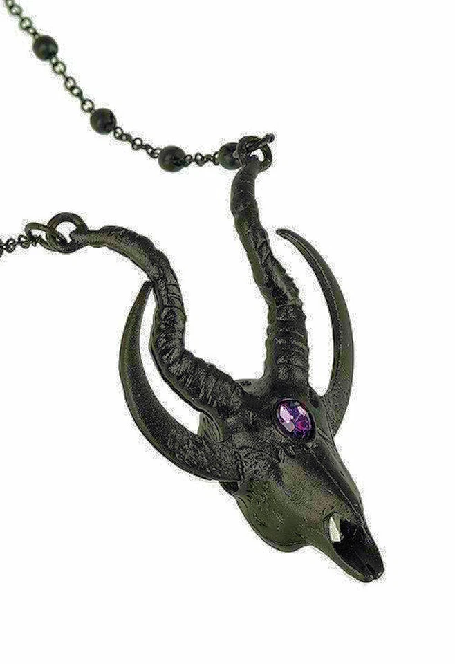 Gothic Witchy okkult Halskette Kette Amulett Restyle Baphomet Skull Hörner Magie - Bild 1 von 1