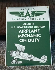 FLYING A AVIATION  PORCELAIN SIGN AIRPLANE ANDE ROONEY - Picture 1 of 2