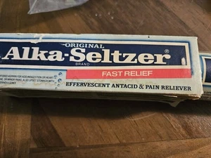 FULL 1985 Vintage Alka-Seltzer Tablets Original Box Glass Bottle 80s - Picture 1 of 2