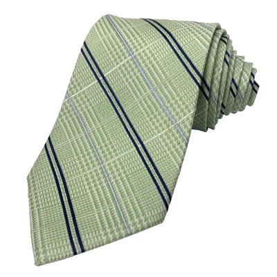 IZOD Silk Jacquard Necktie Mens Size 3.5" x 58" Green Navy Striped Church Office - Image 1 of 4