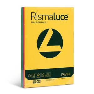 FAVINI - Carta RISMALUCE 200GR A4 125FG ASSORTITO in 8 Color Bleu, Vert, Orange, - Photo 1/7
