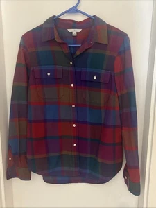 LL Bean Signature mehrfarbig kariertes leichtes Flanellhemd für Damen Größe 8  - Bild 1 von 5