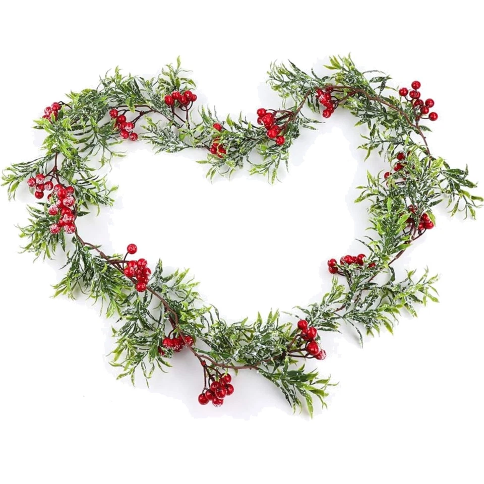 Künstliche Weihnachtsgirlande Tannengirlande Kiefer Girlande Beeren Schneebed... - Bild 1 von 1