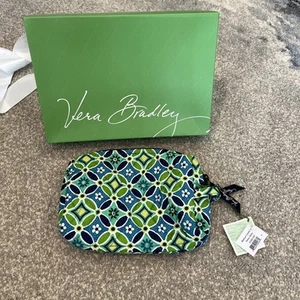 Vera Bradley DAISY DAISY Medium Cosmetic Makeup Bag Green Blue NEW w/Tags - Picture 1 of 2