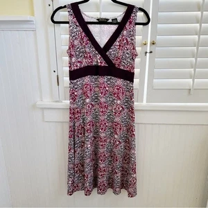Eddie Bauer Multi Lila Print Ärmellos V-Ausschnitt Kleid Größe 4 Petite - Bild 1 von 6