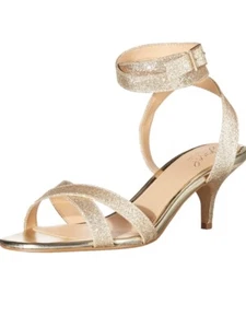 Sandalias Jewel Badgley Mischka Oro Newton Punta Redonda Tacón Gatito Talla 8 - Imagen 1 de 7