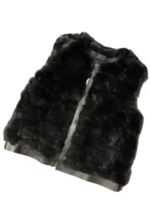 Chaleco de piel de conejo negro Diane Von Furstenberg M Foto 1 de 4