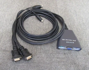 Belkin F1DK102P 2-Port KVM Switch with Built-In Cabling For PS/2 VGA Connections - Picture 1 of 5