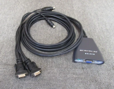 Belkin F1DK102P 2-Port KVM Switch with Built-In Cabling For PS/2 VGA Connections - Image 1 of 4