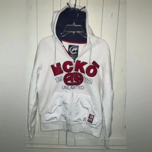 Ecko Unltd. Men's White, Black & Red Hoodie SZ S. Y2K Streetwear - Picture 1 of 13