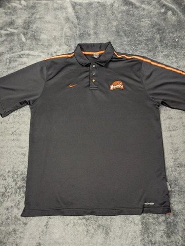 Oregon Beavers Polo Men Large Black Orange Short Sleeve OSU Pullover Nike Shirt Cover