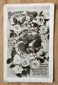 ANTIQUE VINTAGE 1920s BIRTHDAY GREETINGS POSTCARD (WRITTEN & DATED MARCH 1921) - Picture 1 of 3
