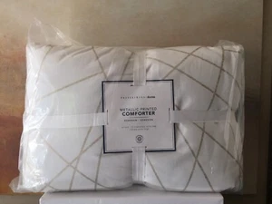 Pottery Barn PB Teen Metallic White/Gold Comforter Modern Sleek NEW Twin/Twin XL - Picture 1 of 9
