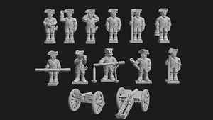 6mm/1:300th AWI Continental Artillery Crew & 6pdr guns (Turner Mini - Foto 1 di 2