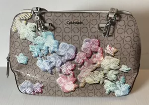 Calvin Klein Lucy Triple Compartment Tote Purse Pastel Floral Flowers RN54163 - Picture 1 of 12