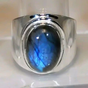 Anillo de joyería hecho a mano de plata de ley 925 con piedras preciosas de labradorita regalo para ella - Imagen 1 de 3