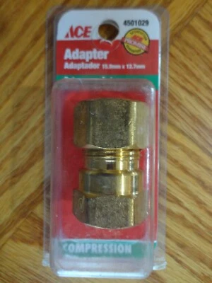 Ace 5/8" Compression Tube x 1/2" Female NPT FPT Brass Adapter Connector - Image 1 of 4