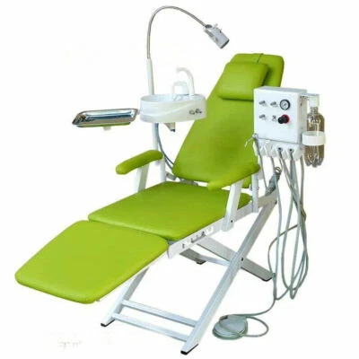 Dental Chair with Turbine Unit 4 Hole + Waste Basin+ LED Light Green US STOCK - Image 1 of 4