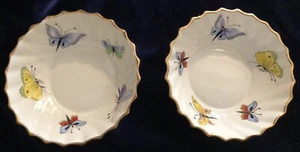 Mayfair Pair vintage Fluted Bone China trinket dishes Butterflies & Gilded Tops - Picture 1 of 2
