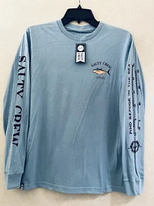 Salty Crew Ahi Mount Boy's L/S Marine Blue Tee Shirt 8 to 14 Years Medium SS24 - Picture 1 of 3