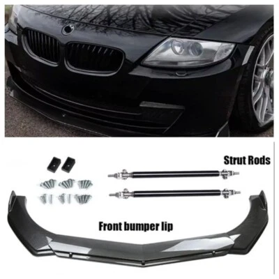 For 2002-2009 BMW E85 Z4 Carbon Style Front Bumper Lip Kits Splitter+Strut Rods Foto 1 de 4