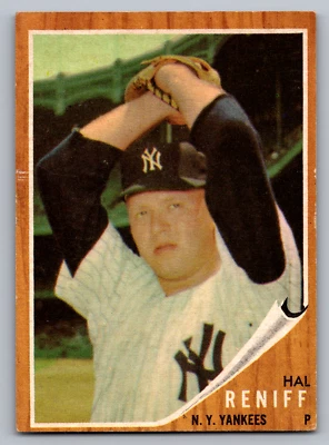 1962 TOPPS #139 HAL RENIFF YANKEES ROOKIE PITCHING - Image 1 of 3
