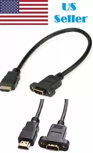 1ft Hi-Speed 3D HDMI M to F Panel Mount Extension Cable 30cm gold coated - Picture 1 of 5