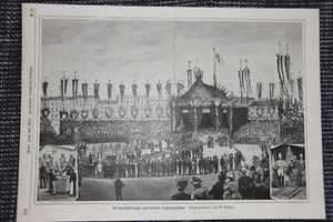Grundsteinlegung zum deutschen Reichstagsgebäude HOLZSTICH von 1884 Reichstag - Picture 1 of 1