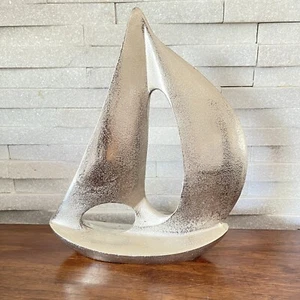 12" Vintage Sailboat Sculpture Aluminum Nautical Mid-Century Style MCM Signed - Picture 1 of 8