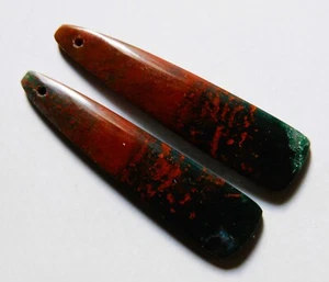 21.20 Cts Natural Blood Stone Drilled Cabochon Matching Pair Gemstone 38X9MM - Picture 1 of 3