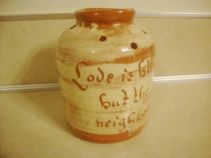 Vintage MOTTO WARE LOVE is BLIND but Neighbors Aren't Vase Flower Frog Hand Made - Picture 1 of 5