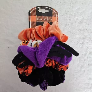 Halloween Hair Scrunchies Set of 6 Nicole Miller Orange Purple Black Spooky - Picture 1 of 3