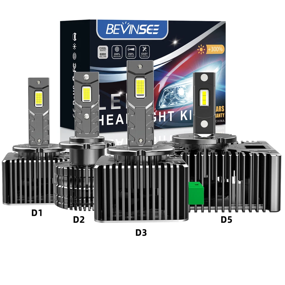 Bevinsee 2X D1S D2S D3S D5S Canbus LED Headlight Bulb Xenon Replace 6000K White - Image 1 of 4