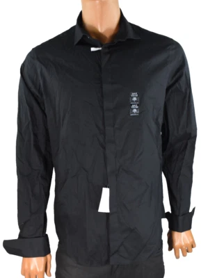 Calvin Klein Steel+ Mens Dress Shirt L 16.5 36/37 Black Slim Fit Stretch Formal - Image 1 of 4