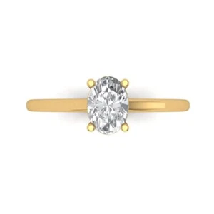 1Ct Oval Cut VVS1 Zirconia Diamond Solitaire Engagement Ring - 14K Yellow Gold - Picture 1 of 11