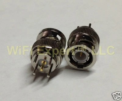 2 x BNC male plug center solder PCB mount RF connector ships from USA - Image 1 of 2