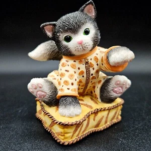 Enesco Calico Kittens Figure Ive Spotted A Comfy Cushion2002 Black White Cat - Picture 1 of 12