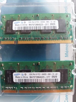 Tested GOOD Laptop Samsung 2x1GB 2GB DDR2 PC2-6400 Memory RAM SODIMM 463405-942 - Image 1 of 2
